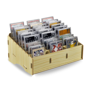 Graded Card Storage Wooden Display Stand with Compartments